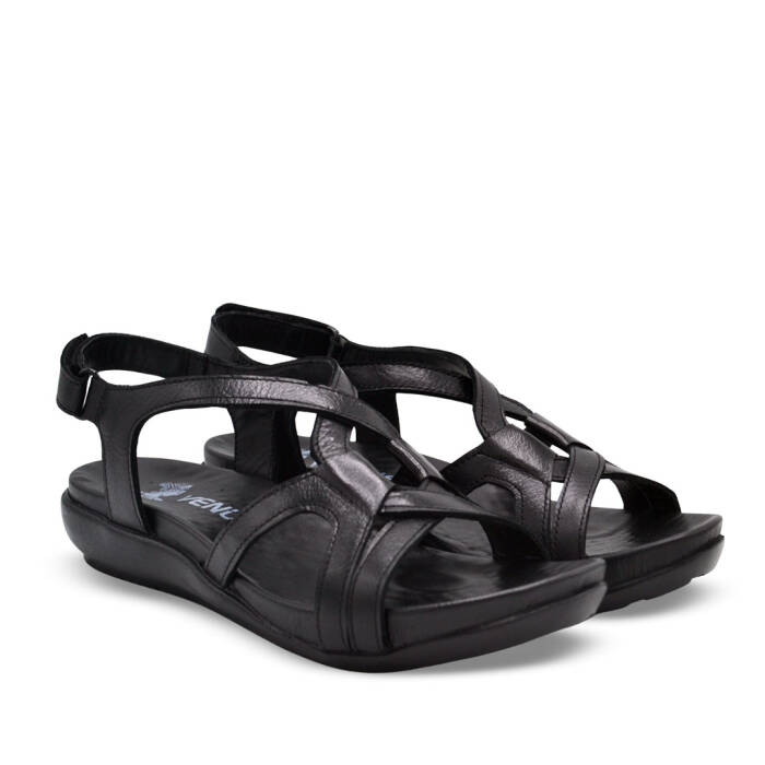 Venüs Deri Kadın Düz Sandalet Siyah 206Y - 1