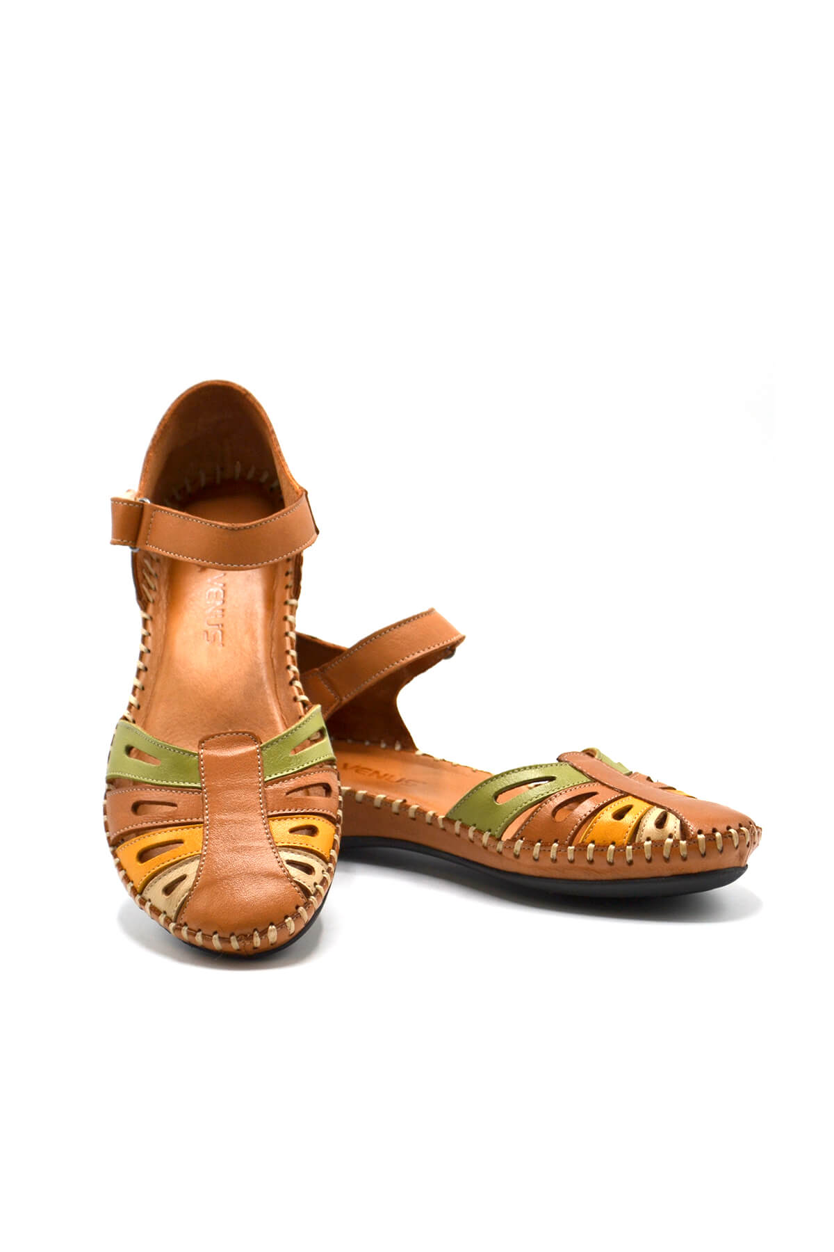 Kadın Comfort Deri Sandalet Taba 23033318Y - Thumbnail