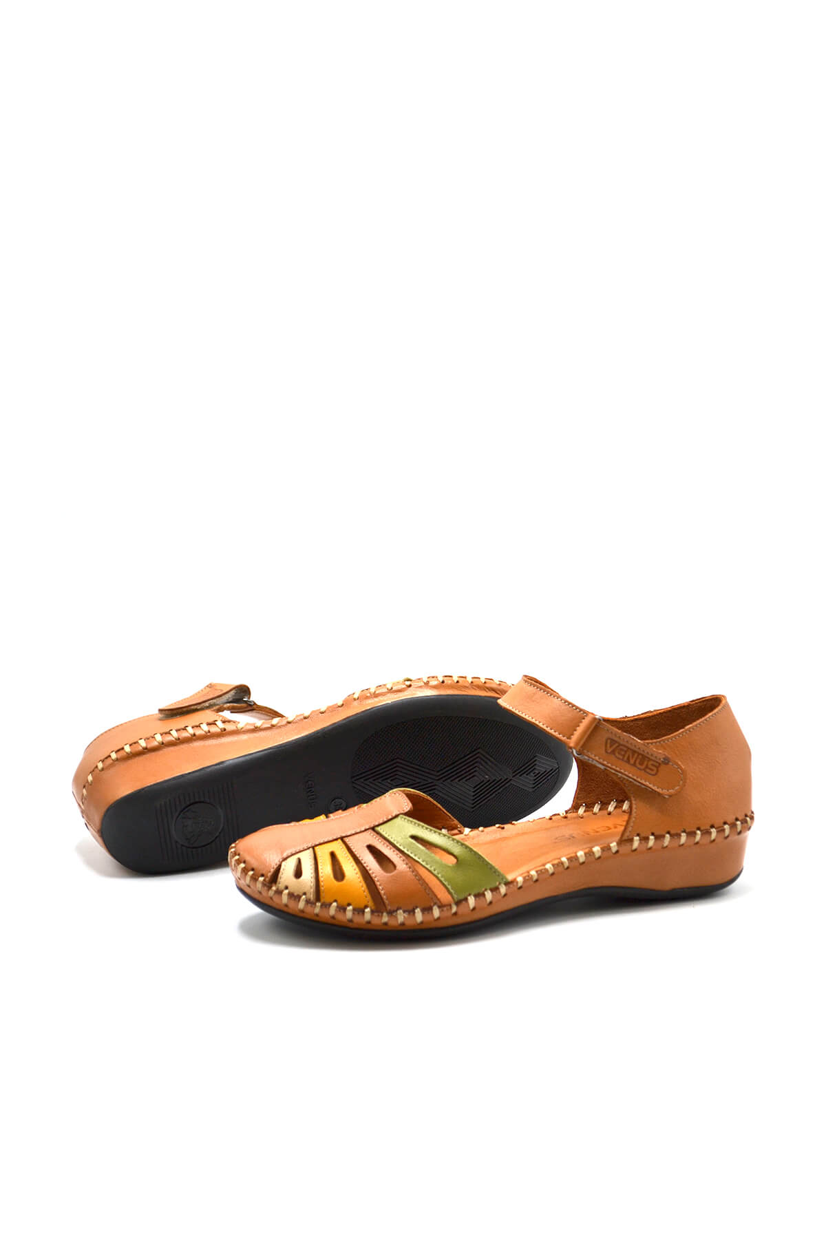 Kadın Comfort Deri Sandalet Taba 23033318Y - Thumbnail