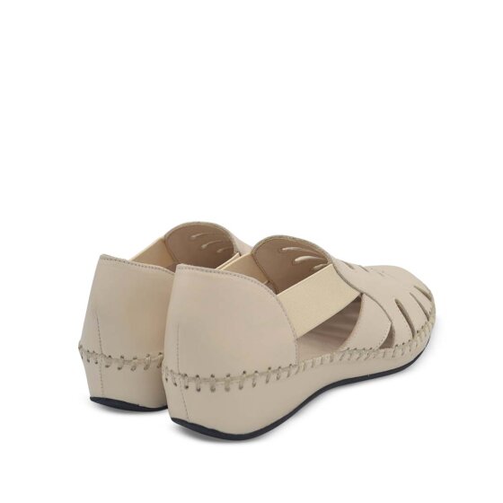 Venüs Deri Kadın Dolgu Topuklu Sandalet Bej 18791395Y - 3