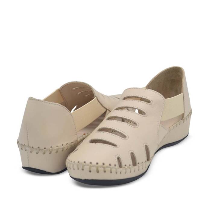 Venüs Deri Kadın Dolgu Topuklu Sandalet Bej 18791395Y - 4