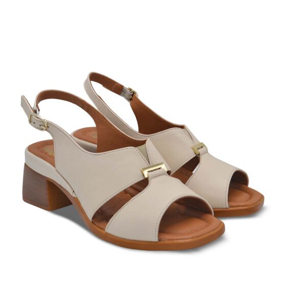 Venüs Deri Kadın Topuklu Sandalet Bej 2311510Y - 1