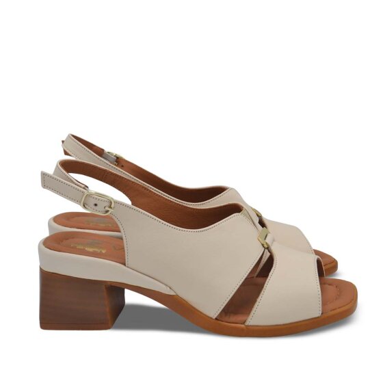 Venüs Deri Kadın Topuklu Sandalet Bej 2311510Y - 2