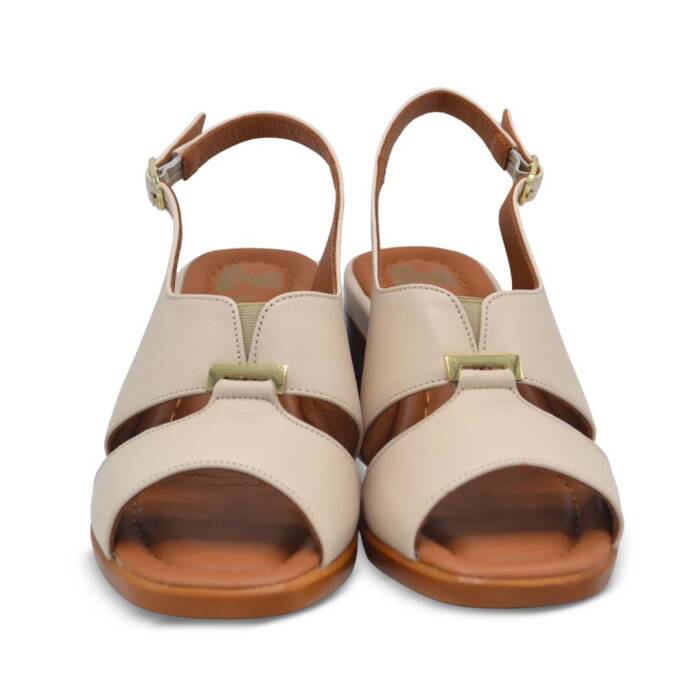 Venüs Deri Kadın Topuklu Sandalet Bej 2311510Y - 6