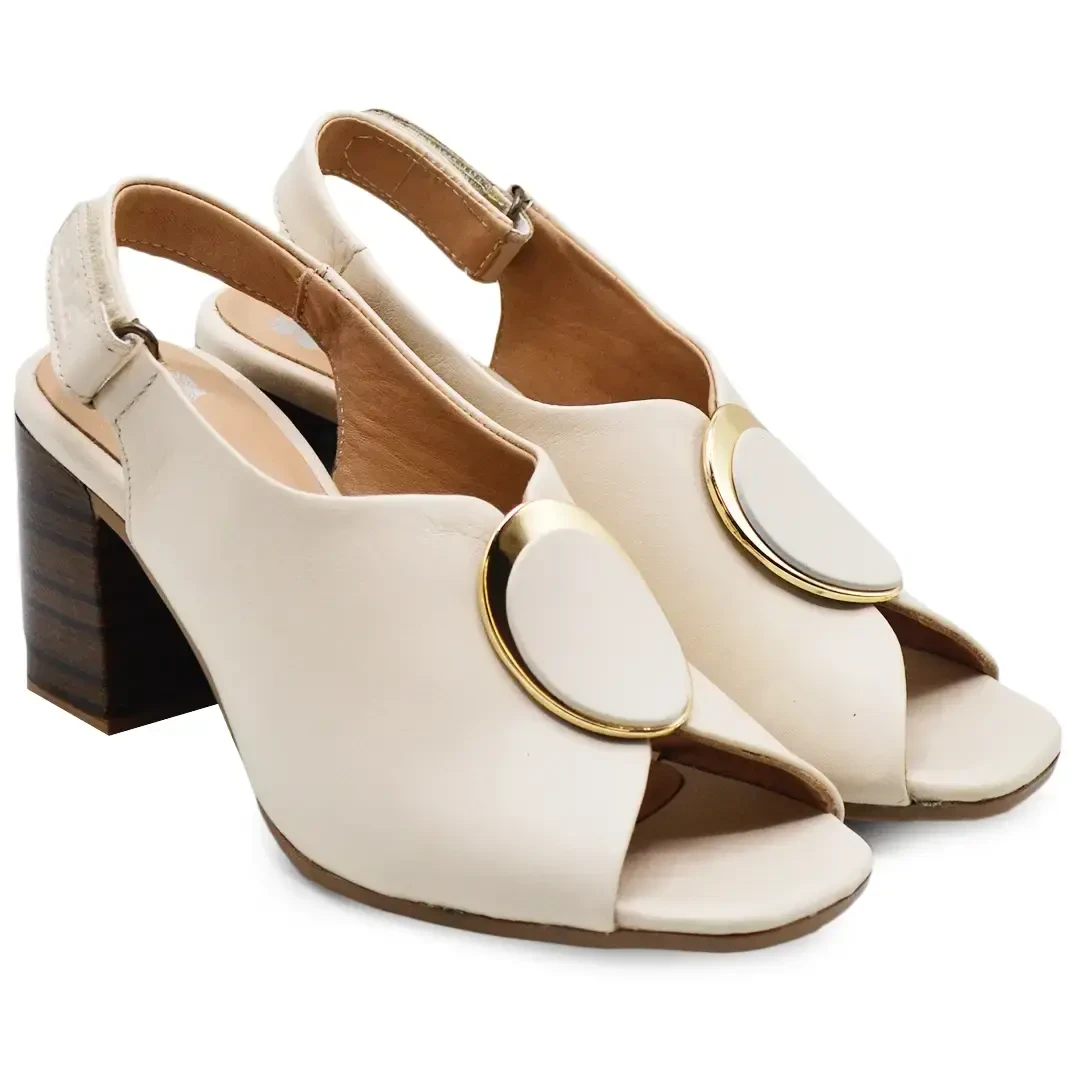 Venüs Deri Kadın Topuklu Sandalet Bej 2108518Y