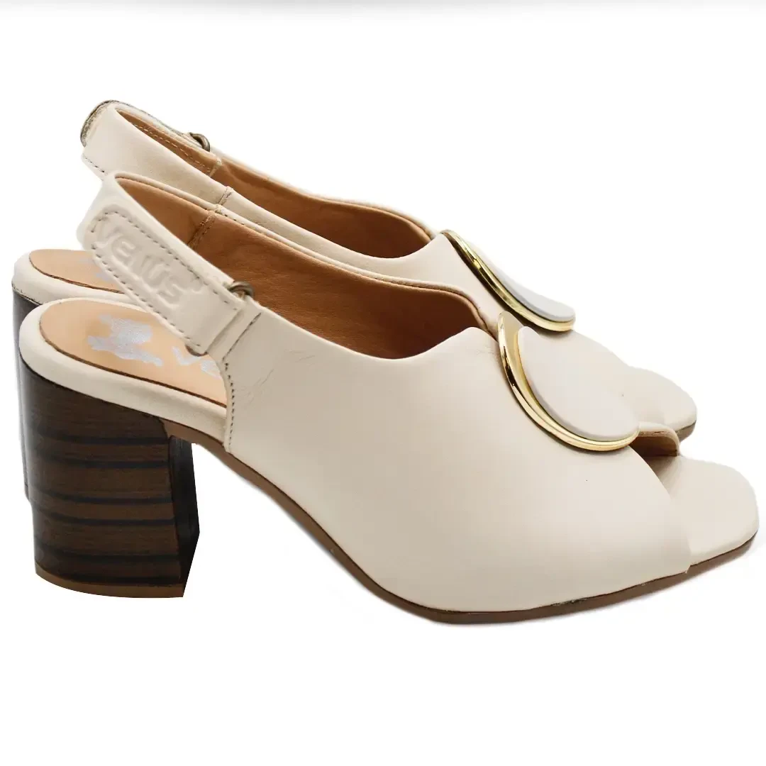 Venüs Deri Kadın Topuklu Sandalet Bej 2108518Y