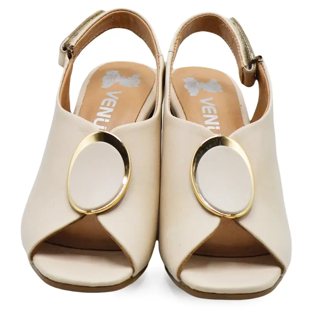 Venüs Deri Kadın Topuklu Sandalet Bej 2108518Y - Thumbnail