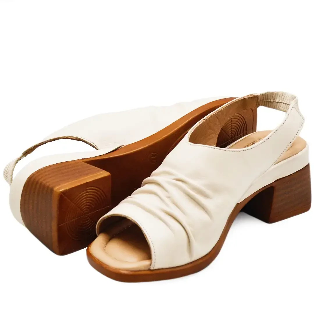 Venüs Deri Kadın Topuklu Sandalet Bej 2311513Y - 5