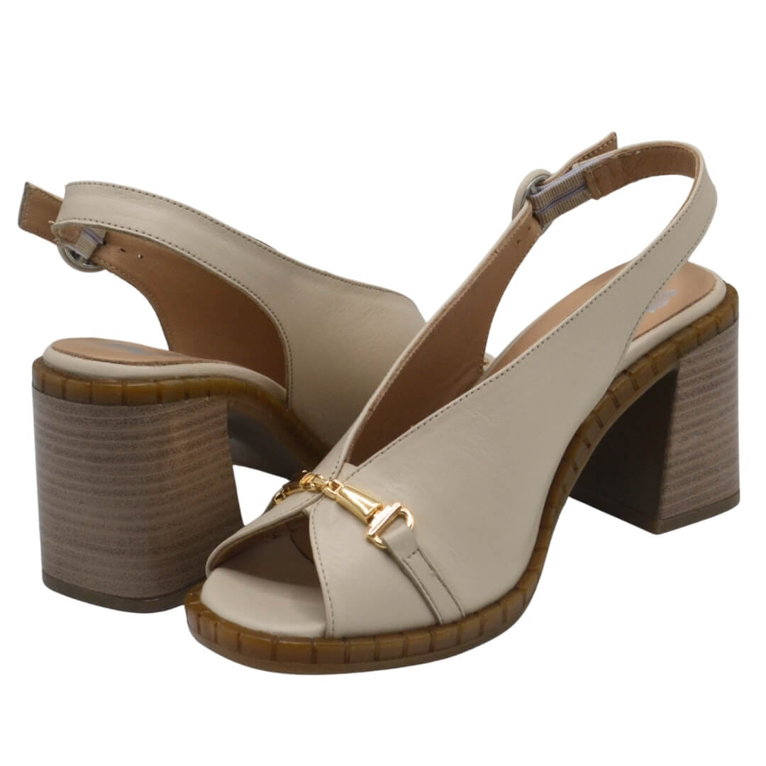 Venüs Deri Kadın Topuklu Sandalet Bej 2511902Y - Thumbnail