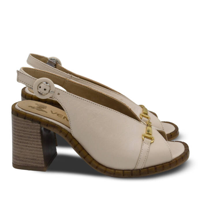 Venüs Deri Kadın Topuklu Sandalet Bej 2511902Y - 2