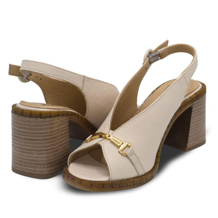 Venüs Deri Kadın Topuklu Sandalet Bej 2511902Y - 4