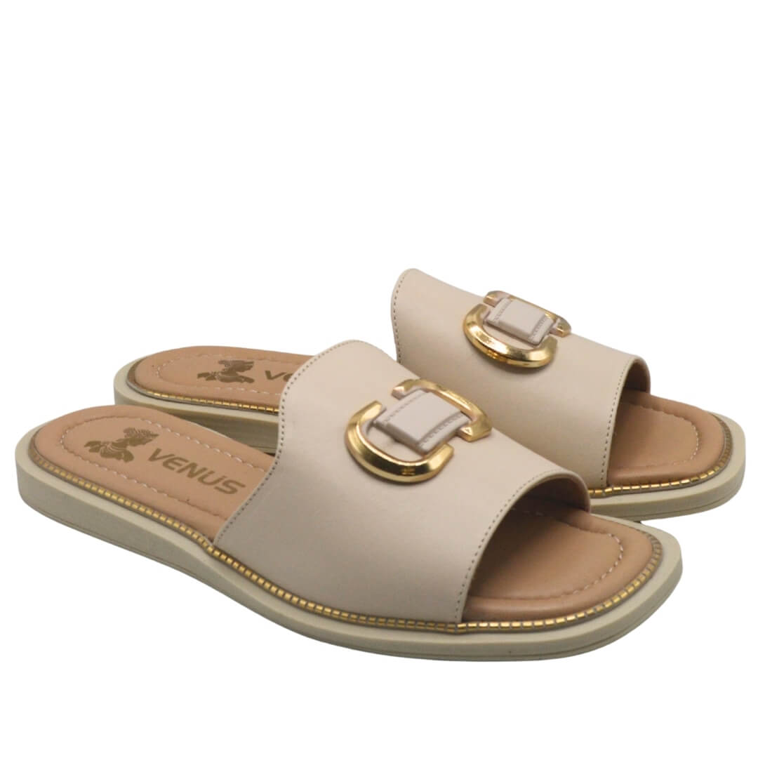 Venüs Deri Kadın Terlik Bej 2512205Y