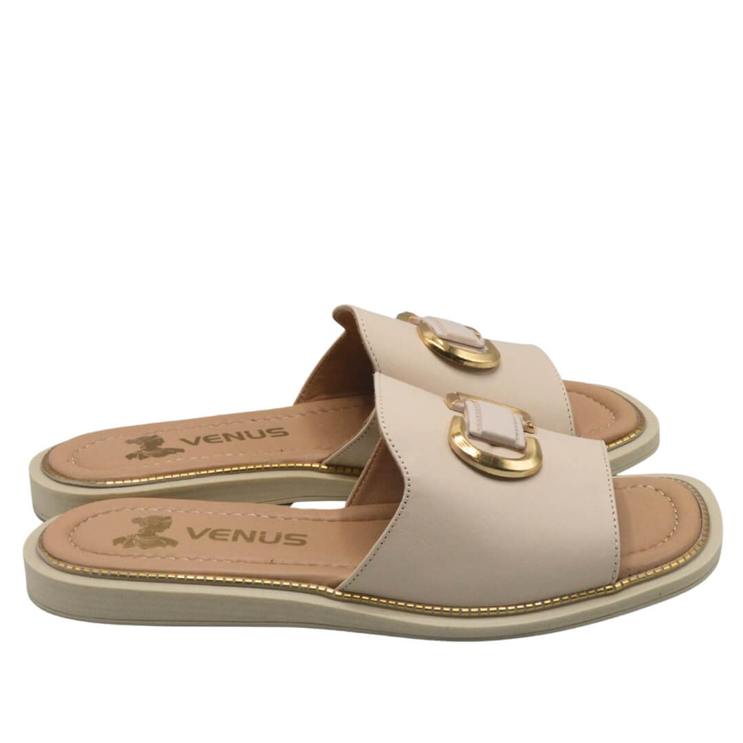 Venüs Deri Kadın Terlik Bej 2512205Y