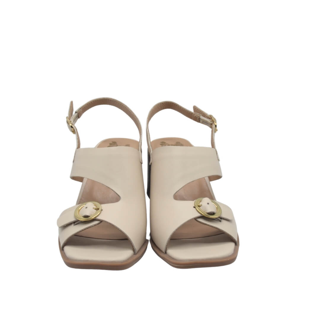Venüs Deri Kadın Topuklu Sandalet Bej 2510912Y - Thumbnail