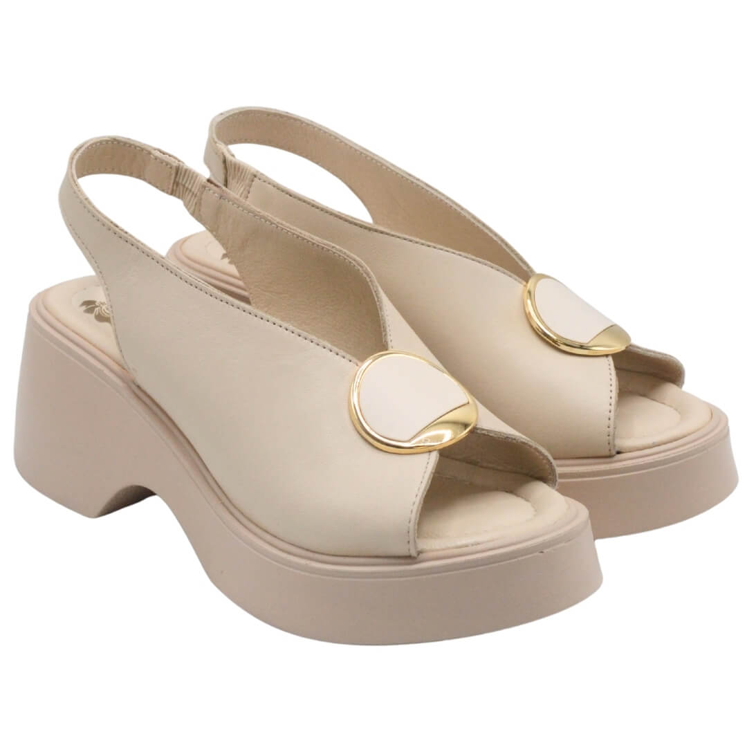 Venüs Deri Kadın Dolgu Topuklu Sandalet Bej 2313114Y