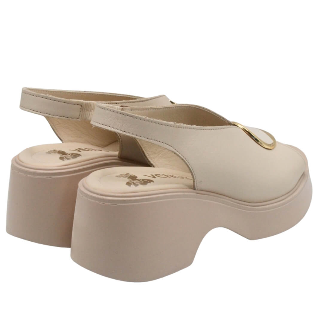 Venüs Deri Kadın Dolgu Topuklu Sandalet Bej 2313114Y