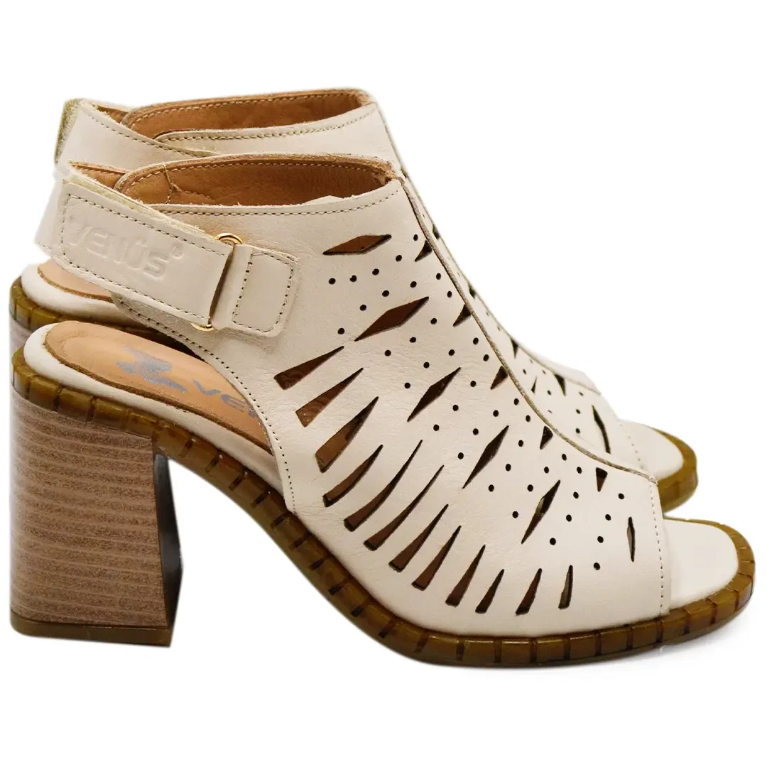 Venüs Deri Kadın Topuklu Sandalet Bej 2511905Y