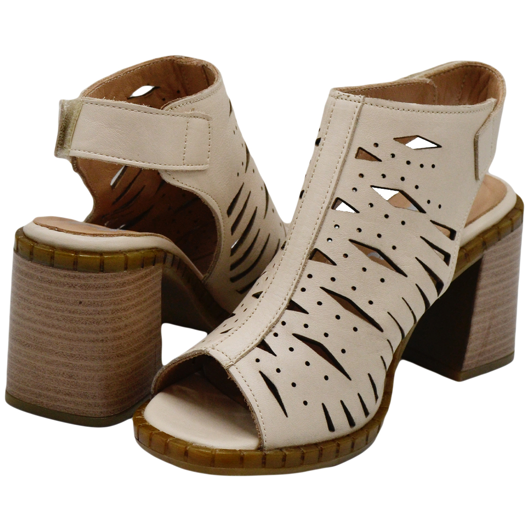 Venüs Deri Kadın Topuklu Sandalet Bej 2511905Y - Thumbnail