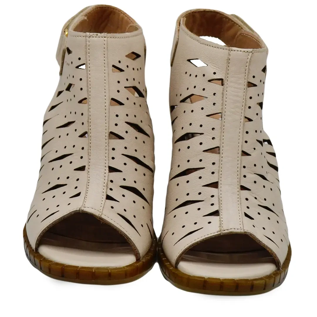 Venüs Deri Kadın Topuklu Sandalet Bej 2511905Y