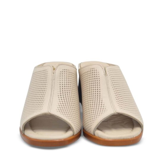 Venüs Deri Kadın Topuklu Terlik Bej 2311520Y - 6