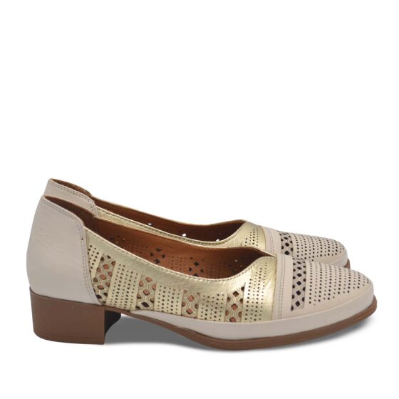 Venüs Deri Kadın Topuklu Ayakkabı Bej-Altın 1709280Y (1)