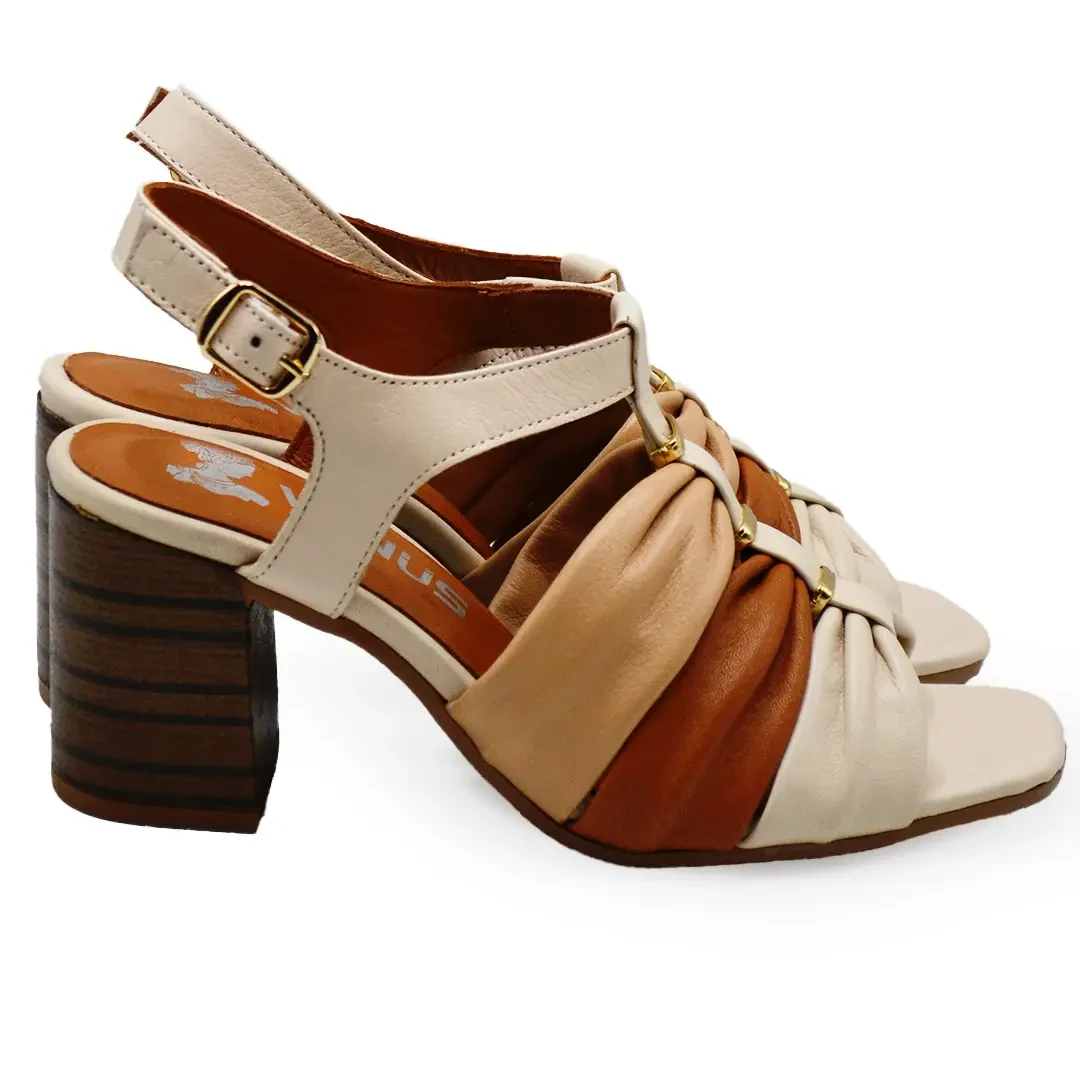 Venüs Deri Kadın Topuklu Sandalet Bej 2108517Y