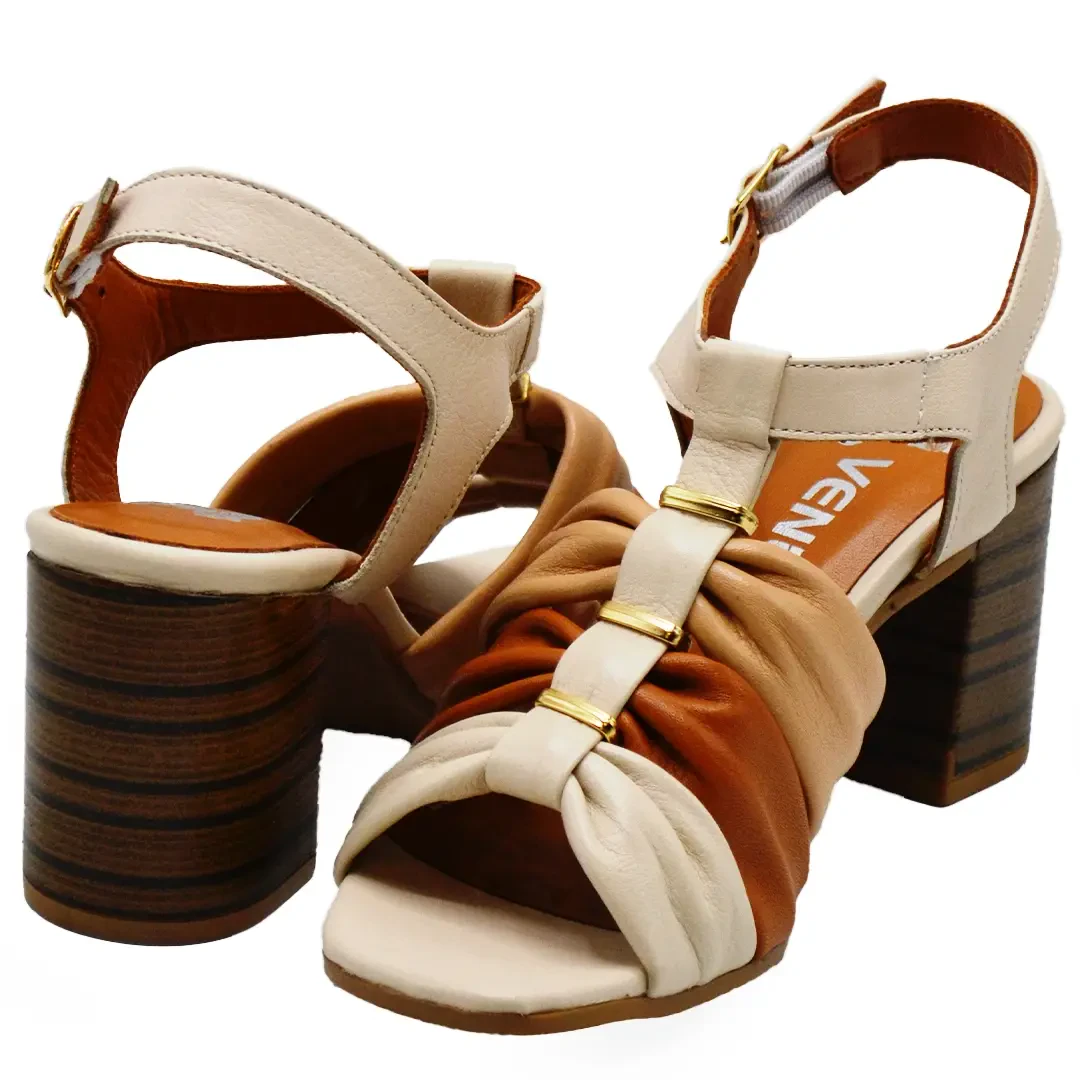 Venüs Deri Kadın Topuklu Sandalet Bej 2108517Y