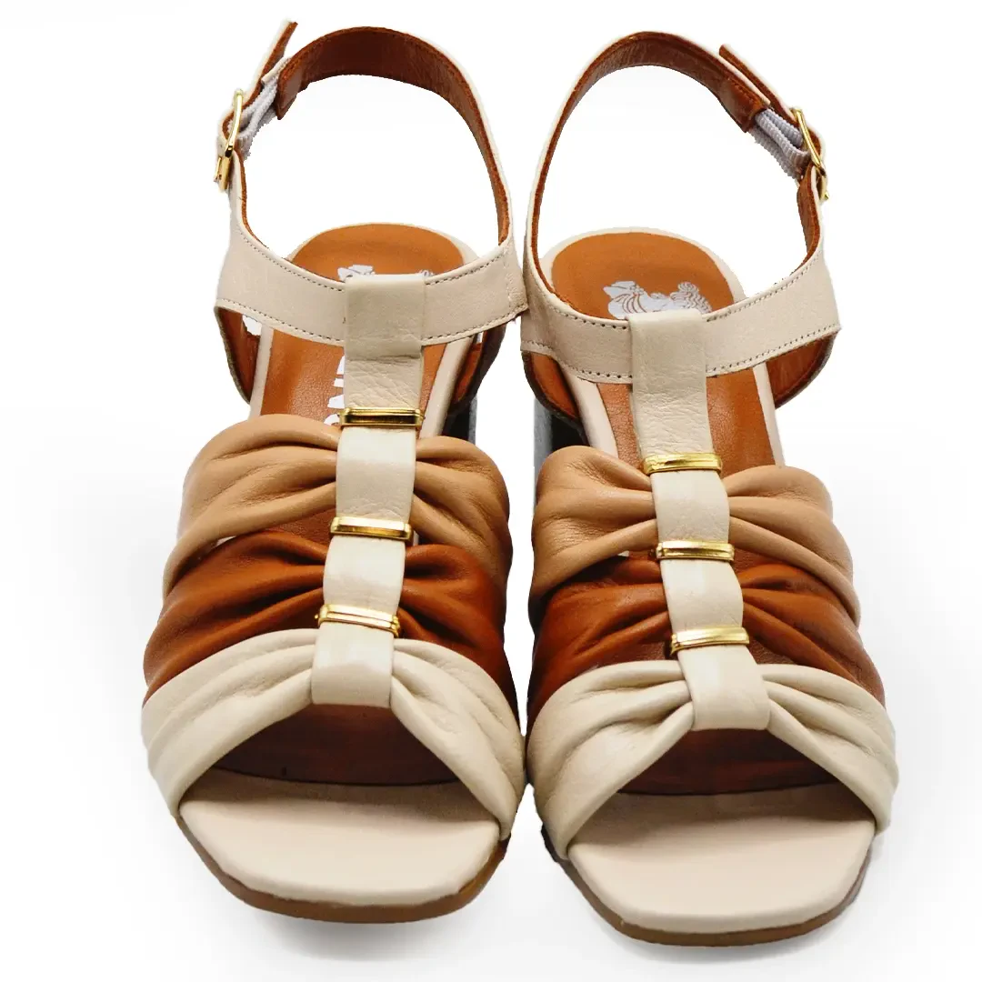 Venüs Deri Kadın Topuklu Sandalet Bej 2108517Y - Thumbnail