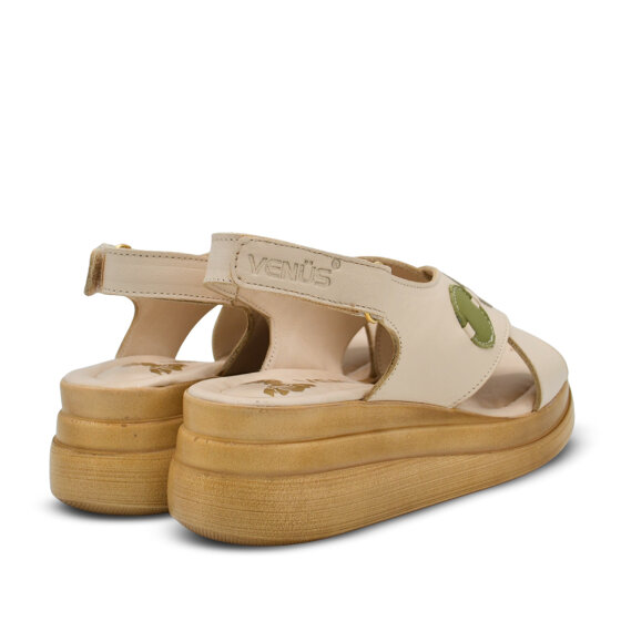 Venüs Deri Kadın Doldu Topuk Sandalet Bej-Scarpion 2409920Y - 3