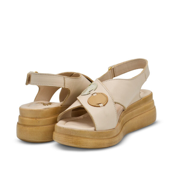 Venüs Deri Kadın Doldu Topuk Sandalet Bej-Scarpion 2409920Y - 4