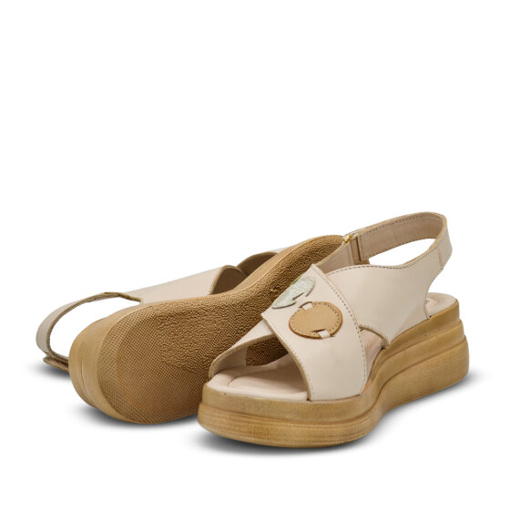 Venüs Deri Kadın Doldu Topuk Sandalet Bej-Scarpion 2409920Y - 5