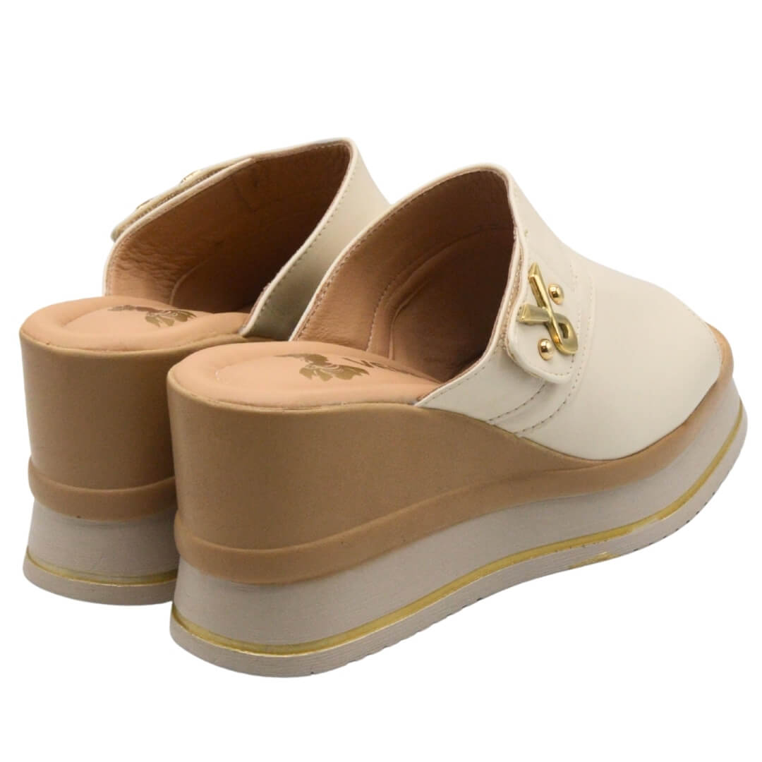 Venüs Deri Kadın Dolgu Topuklu Terlik Bej 2510904Y