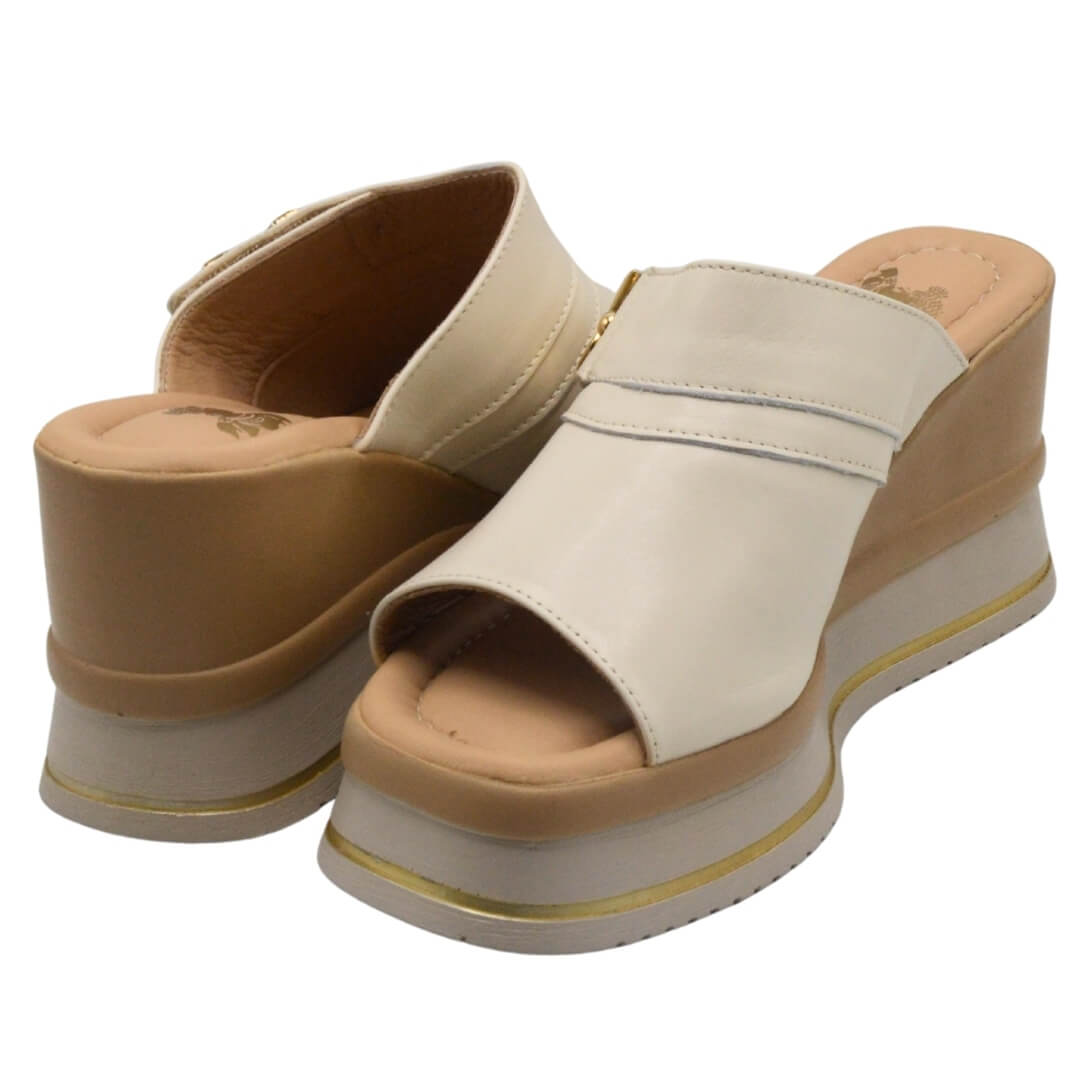 Venüs Deri Kadın Dolgu Topuklu Terlik Bej 2510904Y