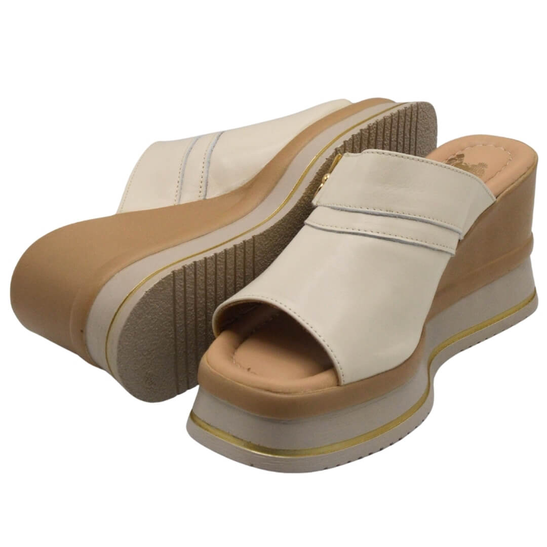 Venüs Deri Kadın Dolgu Topuklu Terlik Bej 2510904Y