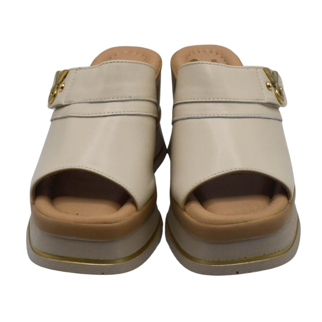 Venüs Deri Kadın Dolgu Topuklu Terlik Bej 2510904Y - Thumbnail