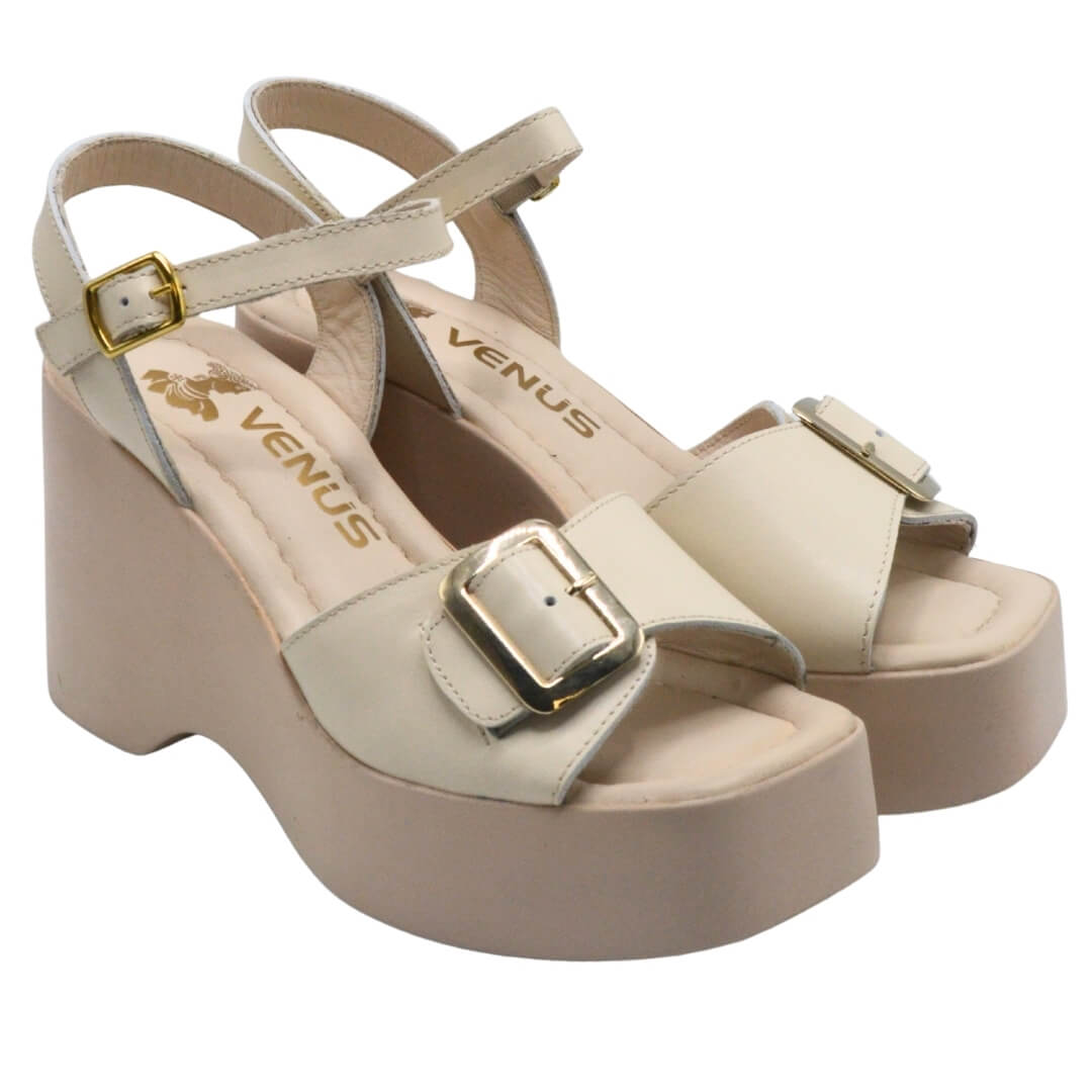 Venüs - Venüs Deri Kadın Dolgu Topuklu Sandalet Bej 2311532Y Venüs - Venüs Deri Kadın Dolgu Topuklu Sandalet Bej 2311532Y