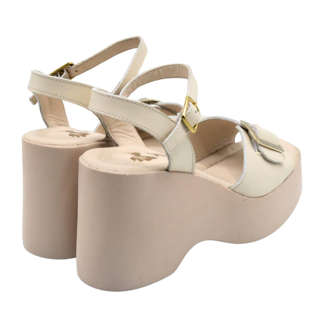 Venüs Deri Kadın Dolgu Topuklu Sandalet Bej 2311532Y - Thumbnail