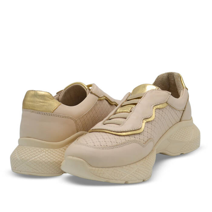Venüs Deri Kadın Airflow Ayakkabı Bej-Altın 2216636Y - 4