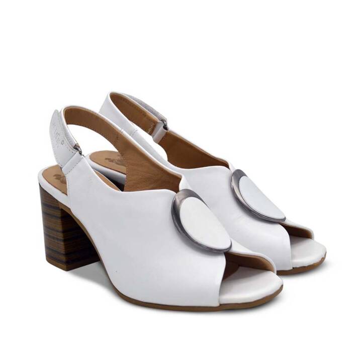 Venüs Deri Kadın Topuklu Sandalet Beyaz 2108518Y  - 1