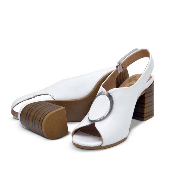 Venüs Deri Kadın Topuklu Sandalet Beyaz 2108518Y  - 5