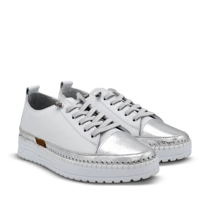 Venüs Deri Kadın Sneakers Ayakkabı Beyaz-Gümüş 26150001Y - 1
