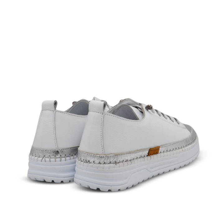 Venüs Deri Kadın Sneakers Ayakkabı Beyaz-Gümüş 26150001Y - 3