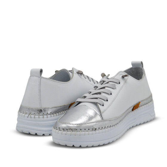 Venüs Deri Kadın Sneakers Ayakkabı Beyaz-Gümüş 26150001Y - 4