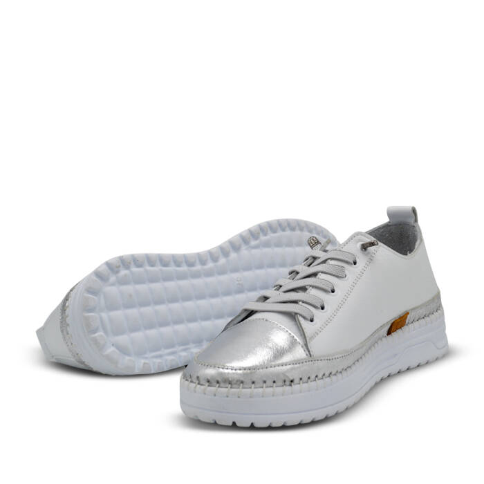 Venüs Deri Kadın Sneakers Ayakkabı Beyaz-Gümüş 26150001Y - 5