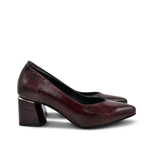 Venüs Deri Kadın Rugan Topuklu Ayakkabı Bordo-Petek 26461930Y (1)