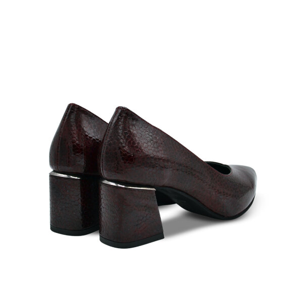 Venüs Deri Kadın Rugan Topuklu Ayakkabı Bordo-Petek 26461930Y - 3