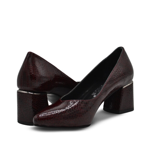 Venüs Deri Kadın Rugan Topuklu Ayakkabı Bordo-Petek 26461930Y - 4