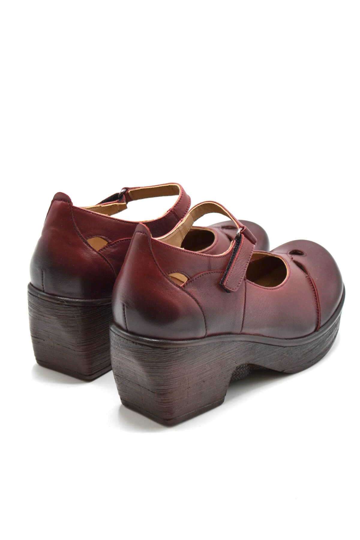 Kadın Apartman Topuk Deri Ayakkabı Dark Bordo 1912501