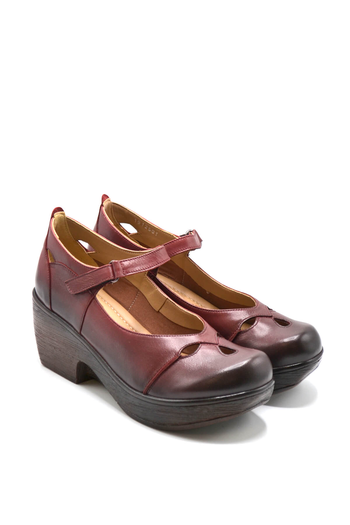 Kadın Apartman Topuk Deri Ayakkabı Dark Bordo 1912501