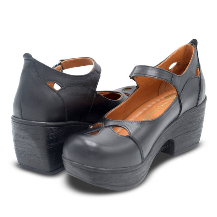 Venüs Deri Kadın Apatman Topuk Ayakkabı Ayakkabı Siyah 1912501Y - 4